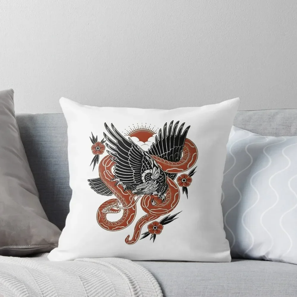 

Traditional Bald Eagle Fighting Red Snake Tattoo Throw Pillow Sofa Cover Christmas Cushion For Home pillow