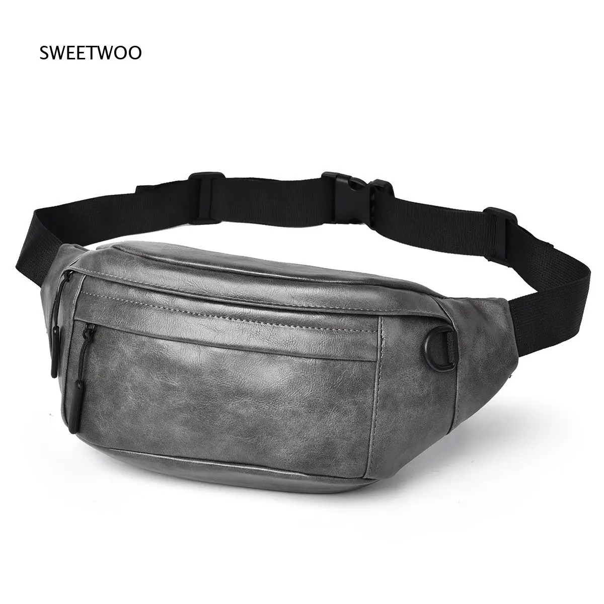 Vintage PU Leather Chest Fanny Pack for Men Adjustable Strap Crossbody Sling Bag Casual Daily Waist Pouch
