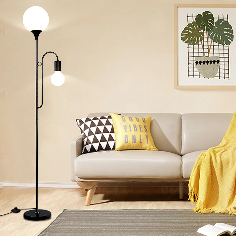 Modern minimalist LED glass lamp remote control creative Nordic living room, bedroom, study, vertical desk lamp with floor lamp