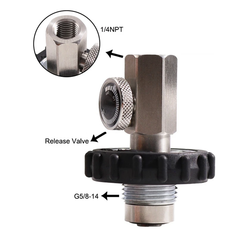 Stazione di riempimento della valvola di ricarica del compressore d'aria regolatore per immersioni subacquee DIN G5/8-14 a femmina 1/4NPT Scba