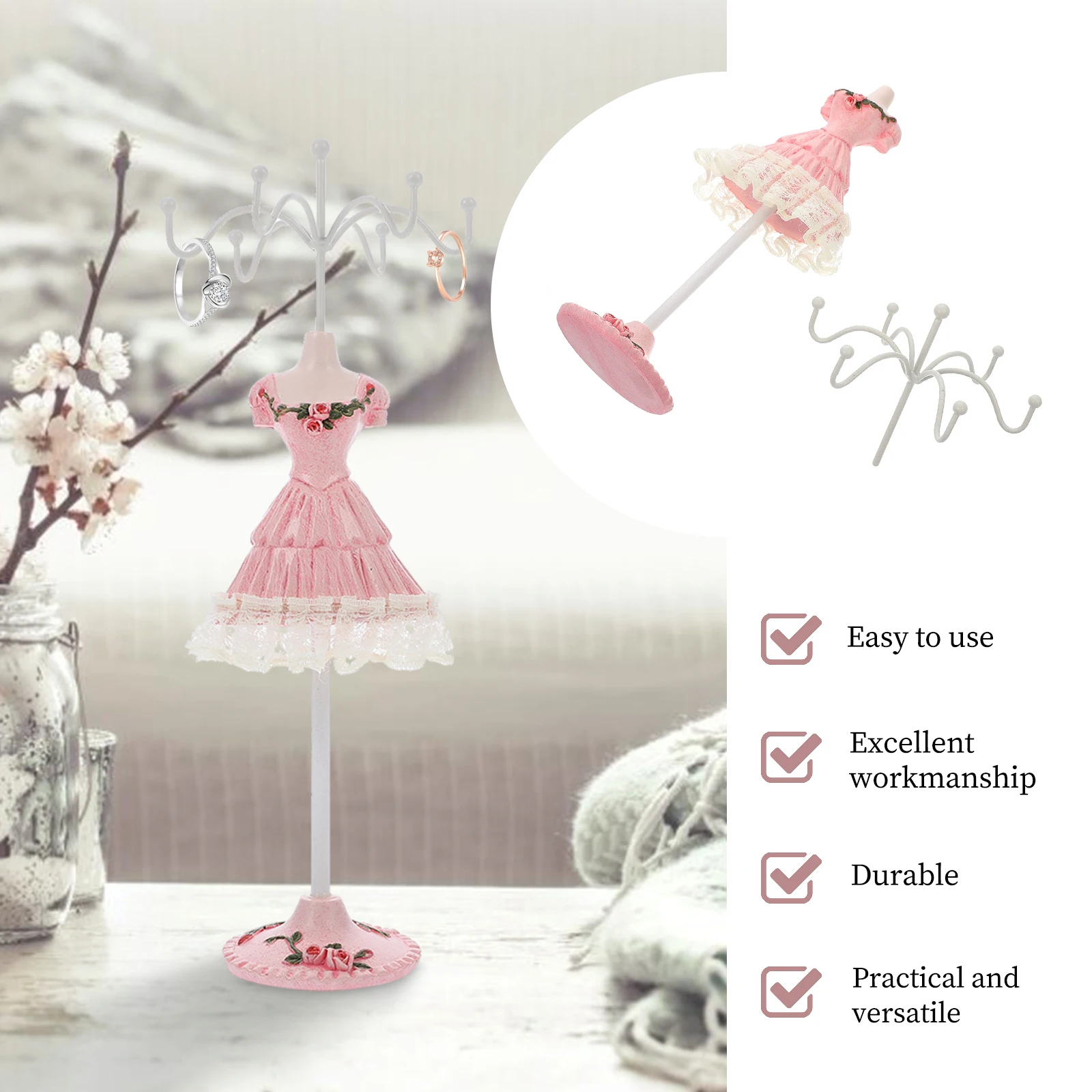 

Jewelry St Princess Mannequin Shelf Decorative Storage Rack for Necklaces Earrings Compact Size Desktop Display ganizer Home