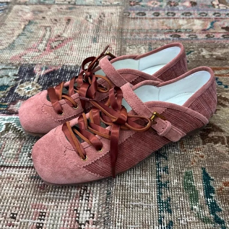 

Brand Lace-up Ballet Flats Women Shoes Shallow Comfort Sporty Casual Shoes Female Buckle Fashion Designer Shoes Zapatos De Mujer