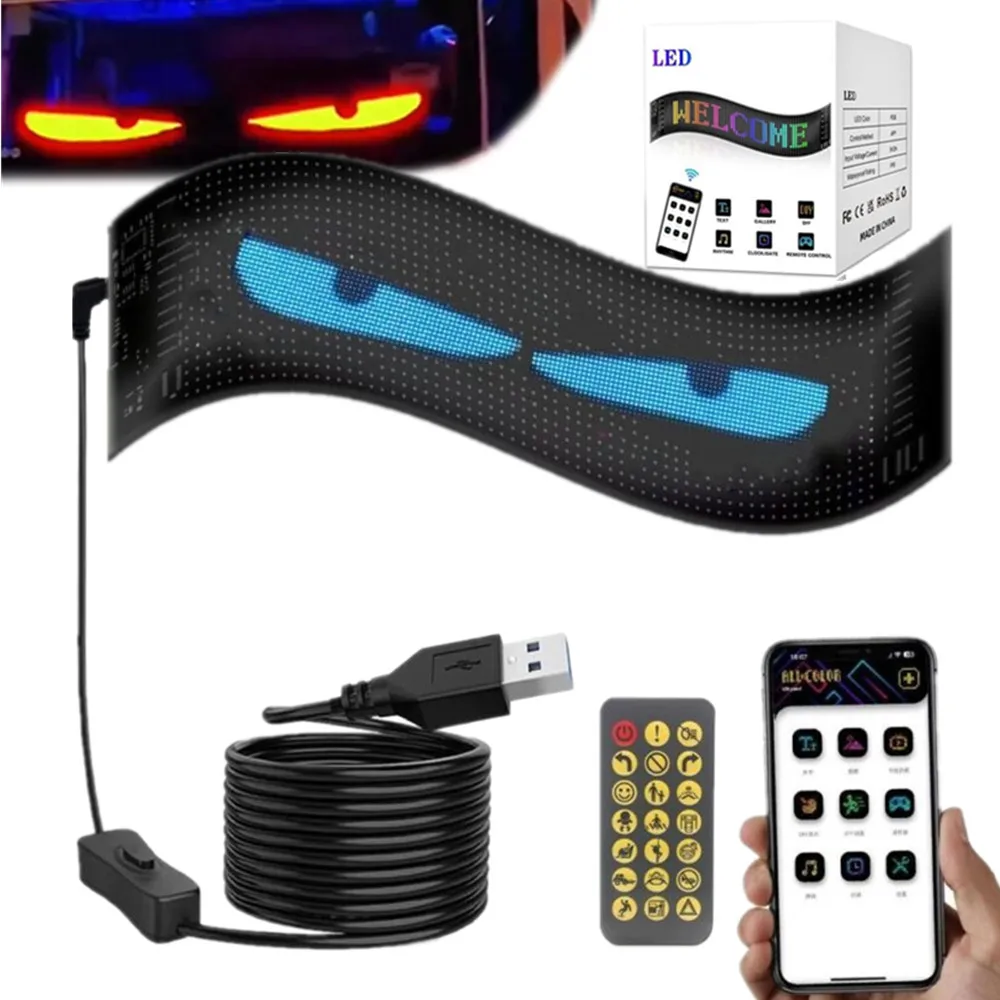 

Car Devil Eyes Light Flexible LED Panel led Matrix Screen for Windshield Glowing Car eyes DIY programmable Car Truck Eyes Light