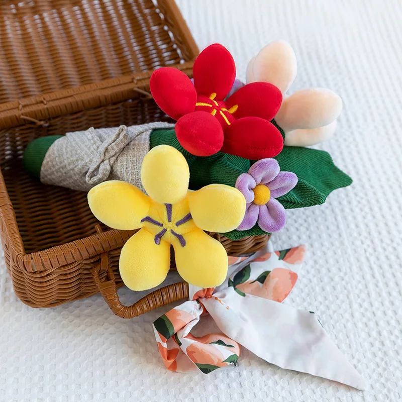 لعبة كاواي المقلدة على شكل زهرة التوليب تحمل باقة من القطيفة - دمية ناعمة للفتيات هدية تخرج عيد الميلاد