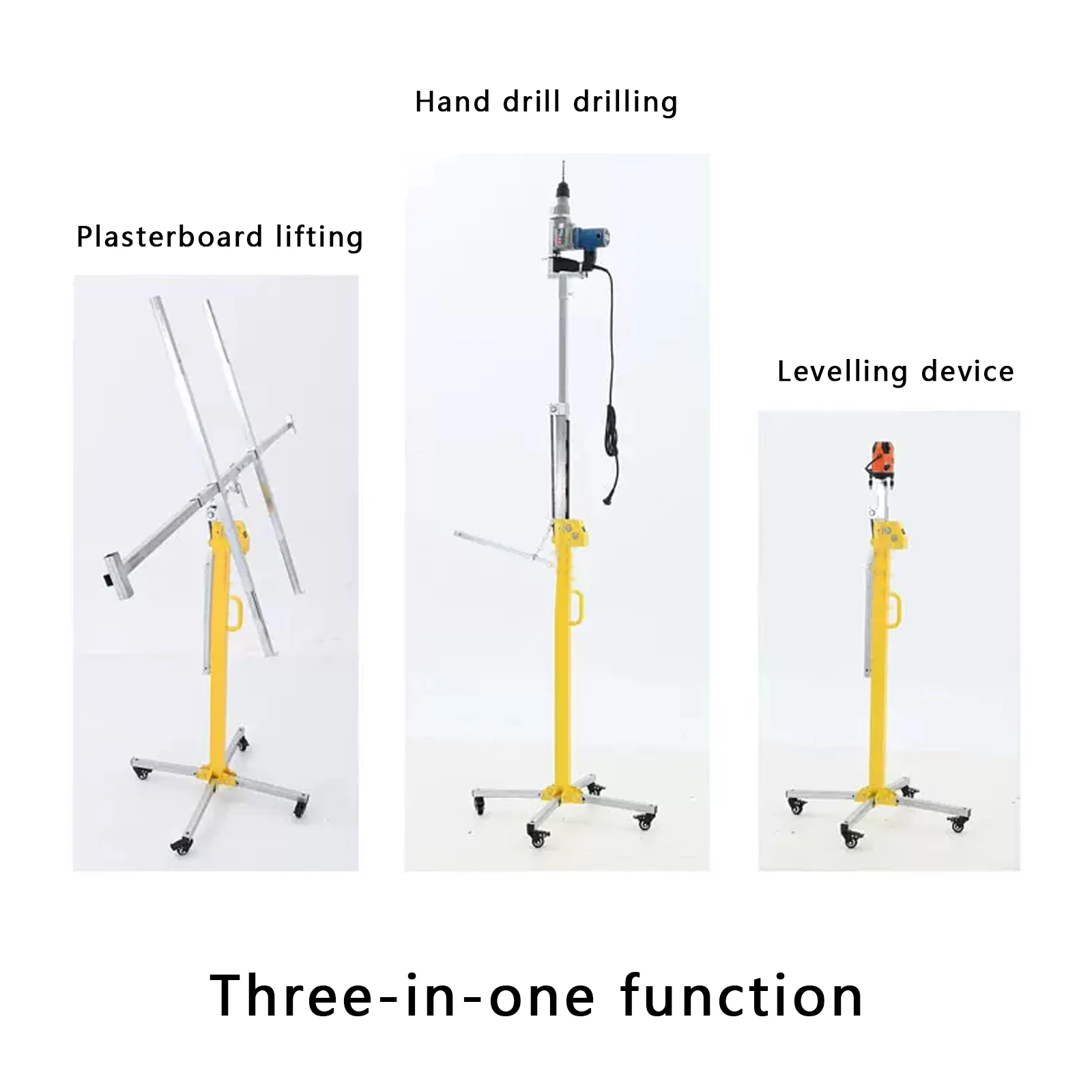 3-in-1 Multi-function Gypsum Board Lift 4m Lifting Height Portable Small Ceiling Tool Plate Lifter