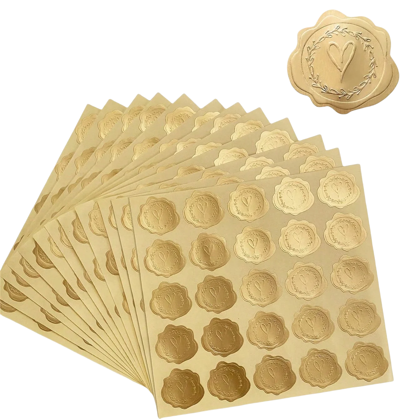 100 Uds. Pegatinas de sobres con sello de cera en relieve dorado, sustituto de sellos de cera, para tarjetas de felicitación, decoración de regalos