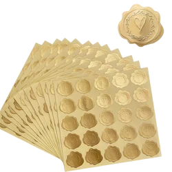 100pcs Gold Embossed Wax Seal Envelope stickes,Substitute to Wax Seals, for Greeting Cards, Gift Decoration