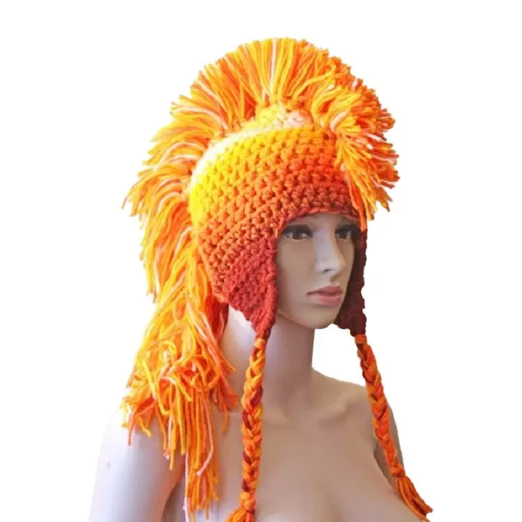 Popular Holiday Party Hat Handmade Crochet Cosplay Knight Fringe Hat Dress Up Gift