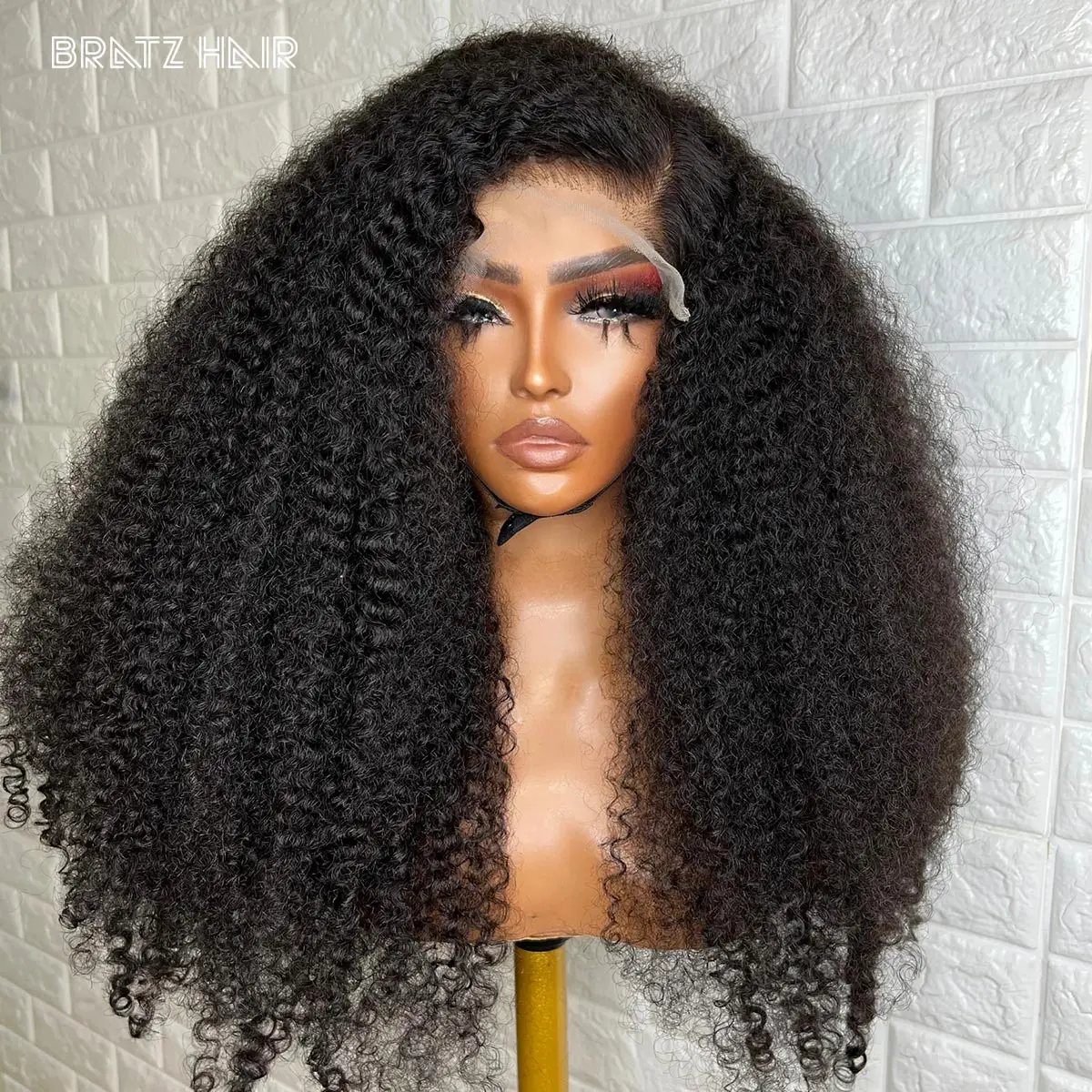 أسود طبيعي 5by5 إغلاق الأفرو شعر مستعار شديد التجعد شعر الإنسان 13x6 13x4 HD الدانتيل الباروكات الأمامية للمرأة السوداء غلويليس شعر مستعار مجعد عميق #1