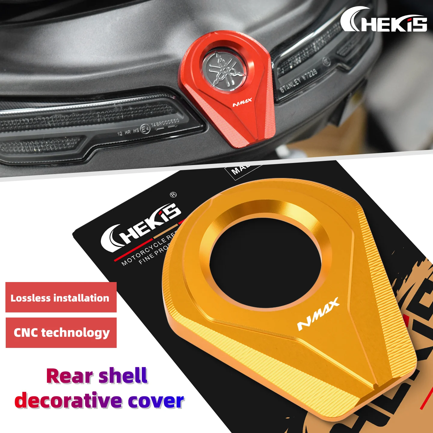Chekis Is Suitable for Yamaha 2025 Nmax155/125 Nmax Turbo Modified Rear Decorative Cover, Vehicle Rear Logo Metal Decorative Accessories