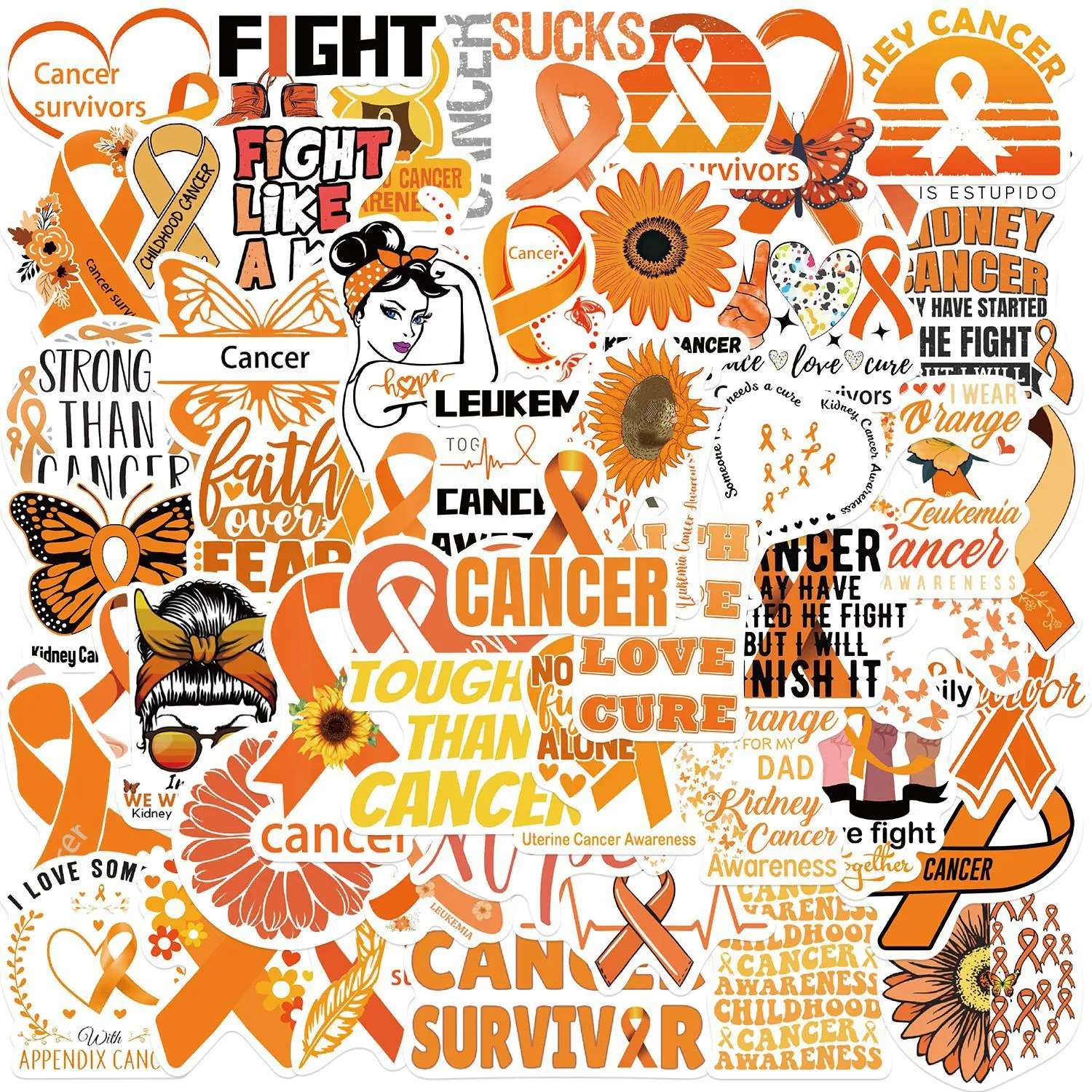 10/30/50pcs Leukemia Cancer Awareness Stickers Cartoon  Decals Decoration Gift DIY Notebook Fridge Suitcase Bike Laptop Toys