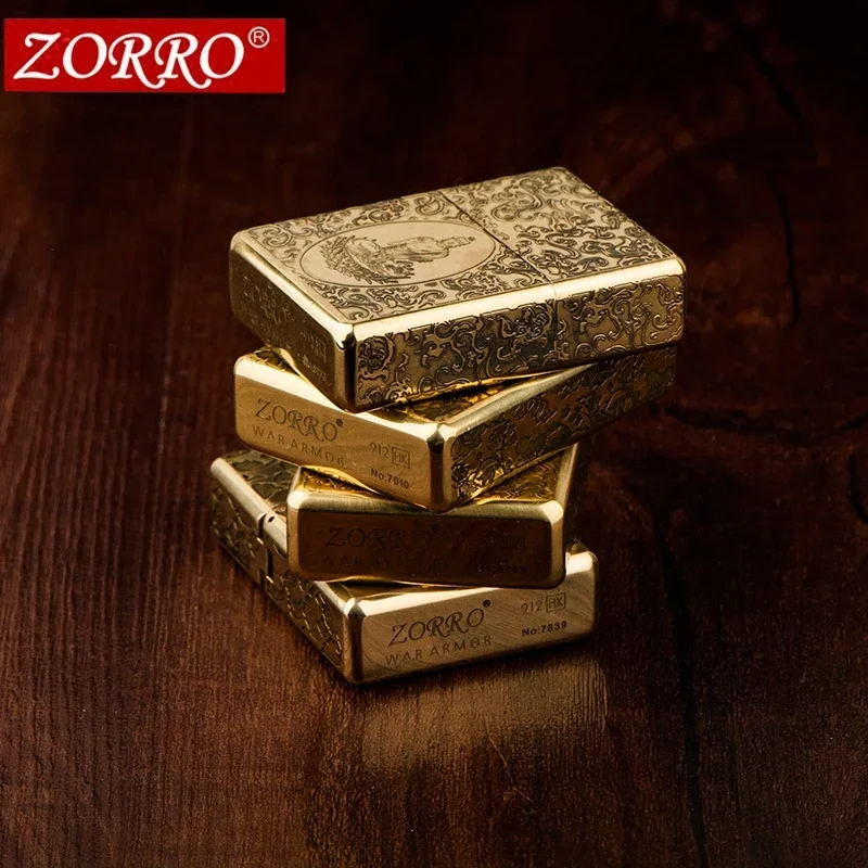 Zorro 912 Vintage Armored Kerosene Lighter, Waterproof Windproof Luxury Brass Constantinople Style Gift for Men