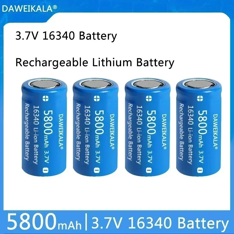 

New 3.7V 5800mAh Lithium Li-ion 16340 Battery CR123A Rechargeable Batteries 3.7V CR123 for Laser Pen LED Flashlight Cell