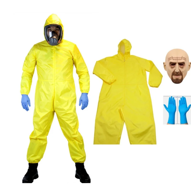 

Movie Breaking Bad Walt Halloween Cosplay Costume Adult Onesie Mask Gloves Cosplay Accessories