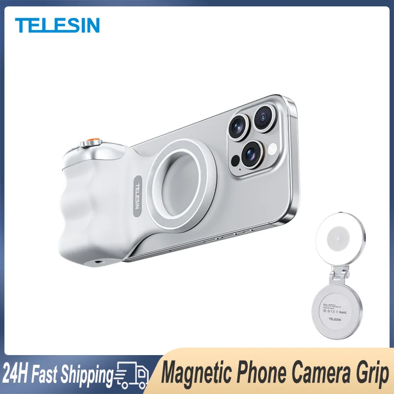 Tempat Pemotretan Ponsel Pintar Magnetik Pegangan Tangan Ponsel Pegangan Kamera Remote Control Bluetooth untuk iPhone Magsafe 16 15 Pro Android