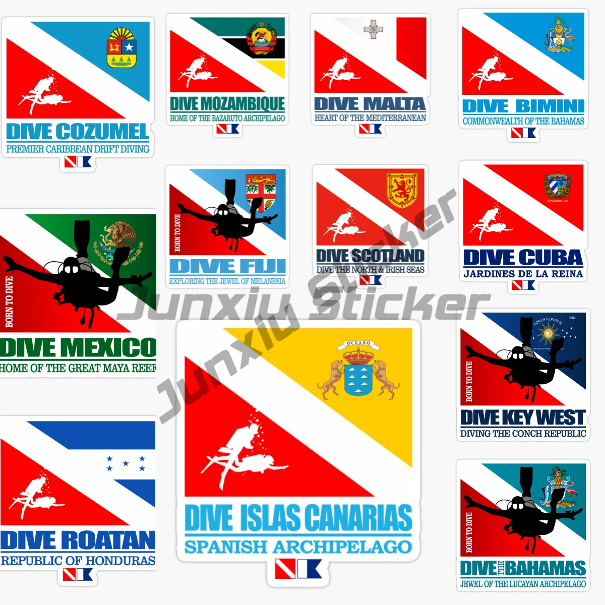 

Scuba Diving Diver Flag Sticker Motorcycle Car Accessories Camper Laptop Wall Room Truck Window Bicycle Vinyl Self-adhesiv Decal