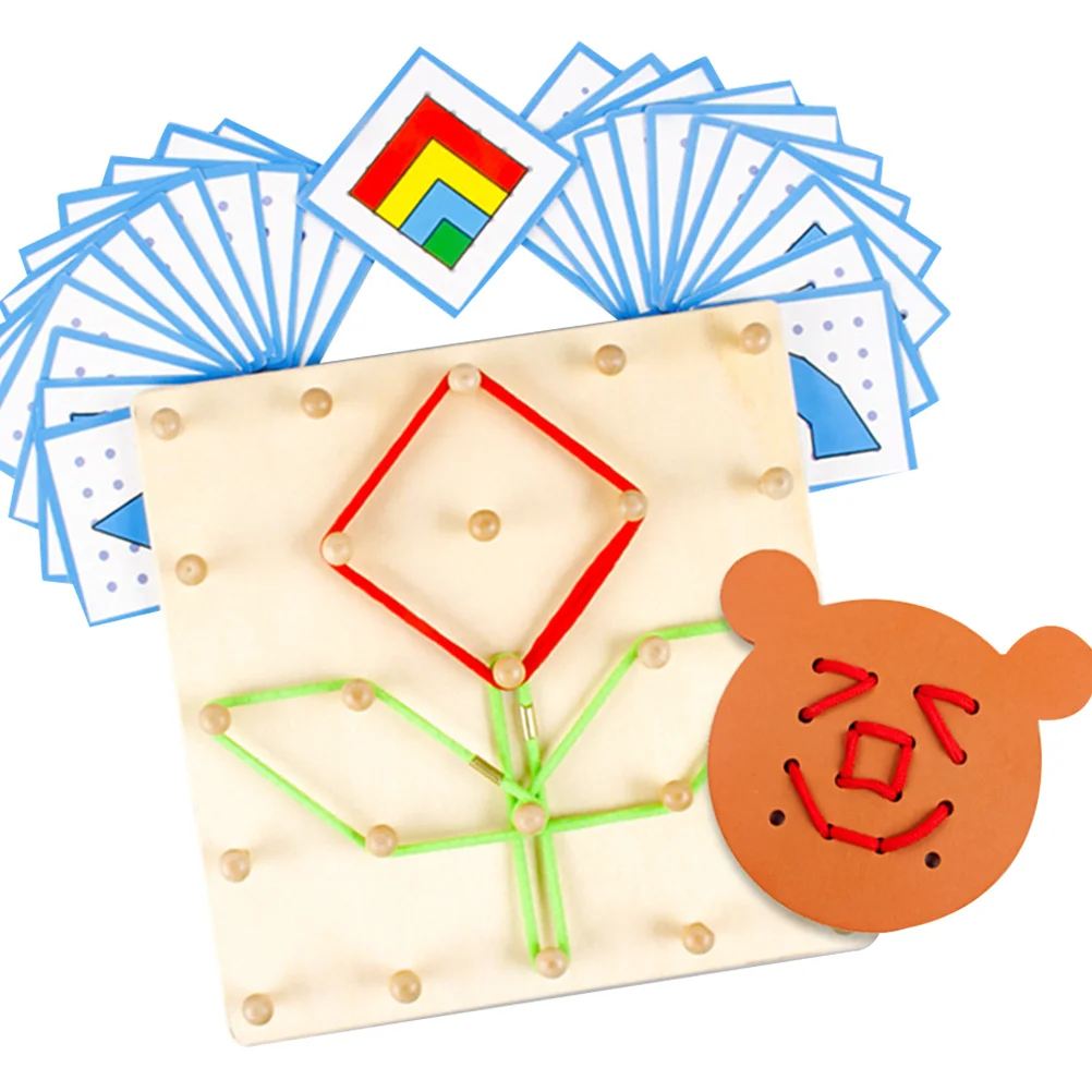 1 st Houten Geometrische Puzzelbord Kinderen Wiskunde Leren Elastiekje Vorm Spel Voor Voorschoolse Geometrie Onderwijs Nagelplaat