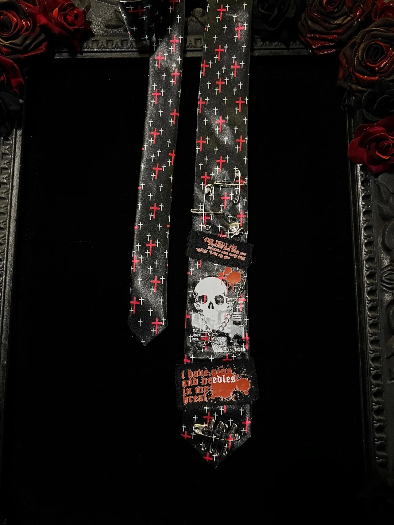 2026 DIY Y2K Rock Punk Gothic Rivet  Spider web Stripe pattern Women's Tie Pattern Unisex Accessories Gift Necktie Men's Tie