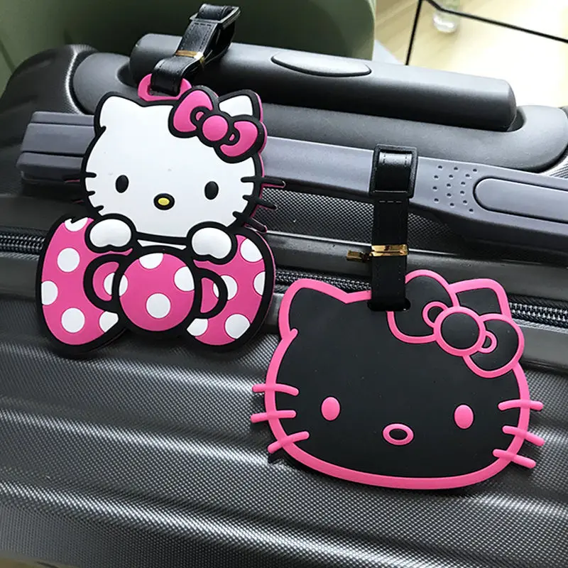 Sanrio Kawaii Hello Kitty Luggage Tag Cartoon Cute Travel Essentials Suitcase Anti-lost Consignment Card Anime Student Bag Tag