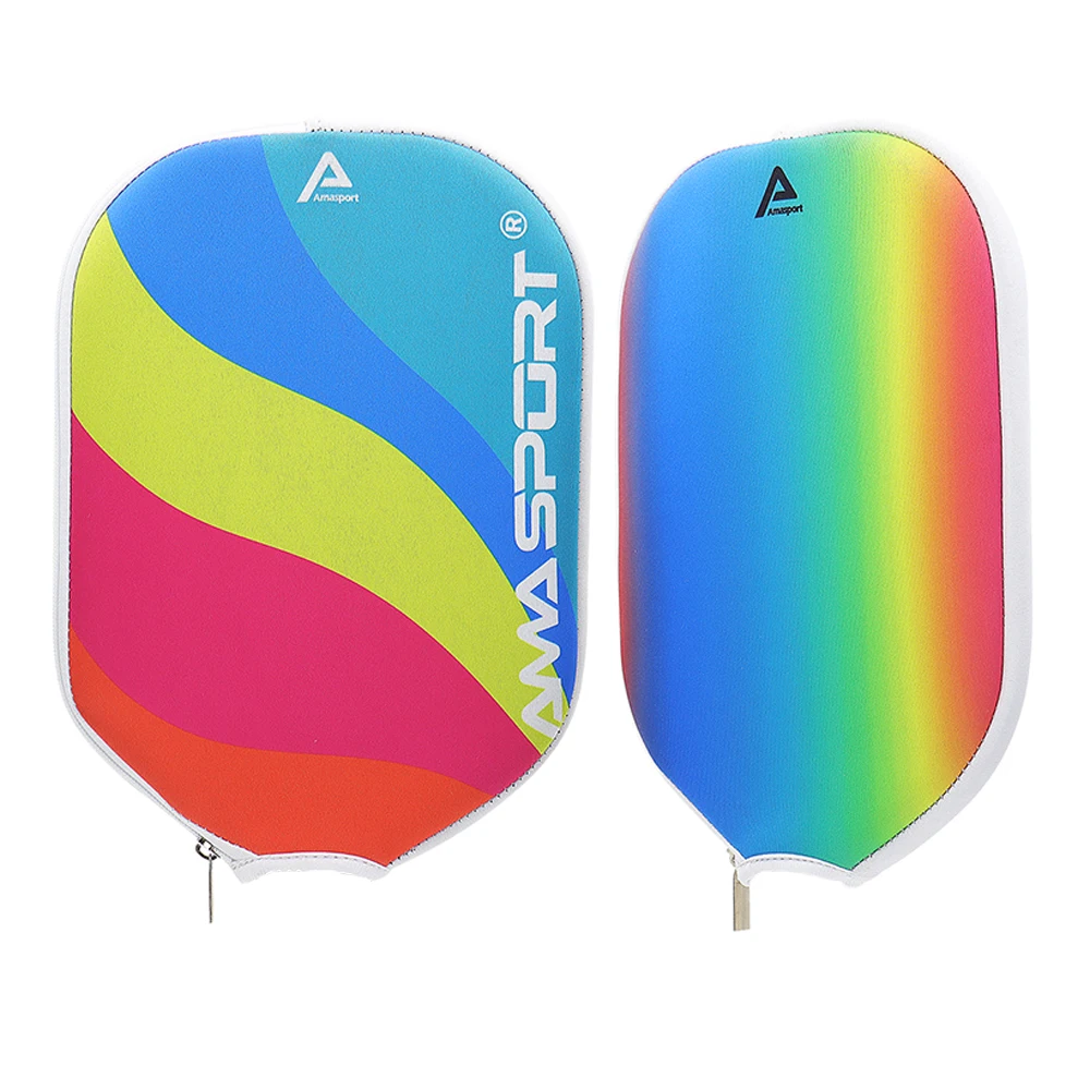 AMA Sport Durable Pickleball Paddle Cover Rainbow Color-Prevents Scratches & Dents Pickleball Racket Sleeve-Pickleball Accessory