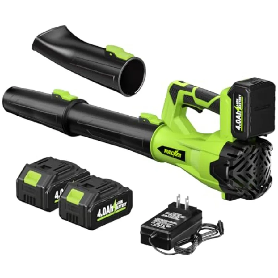 

Cordless Leaf Blower 650CFM/180MPH 21V Electric Leaf Blower with 3 Tubes and 2 x 4.0Ah Batteries 6 Speed Modes Battery Powered