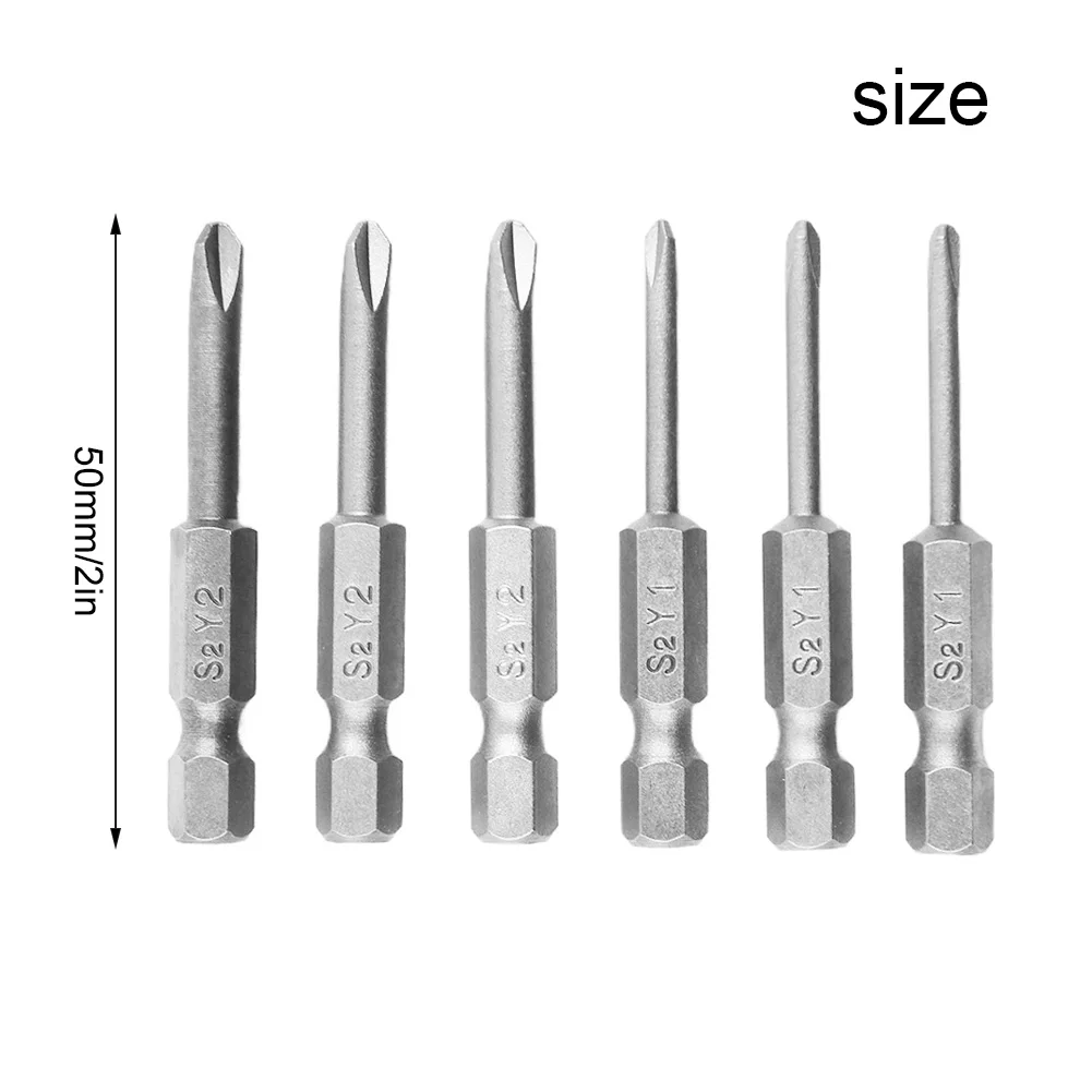 

Hand Tools Screwdriver 50mm 6pcs For Air Tools For Drill Tools Hex Shank High Quality Y Tip Head Screwdriver Bits Set