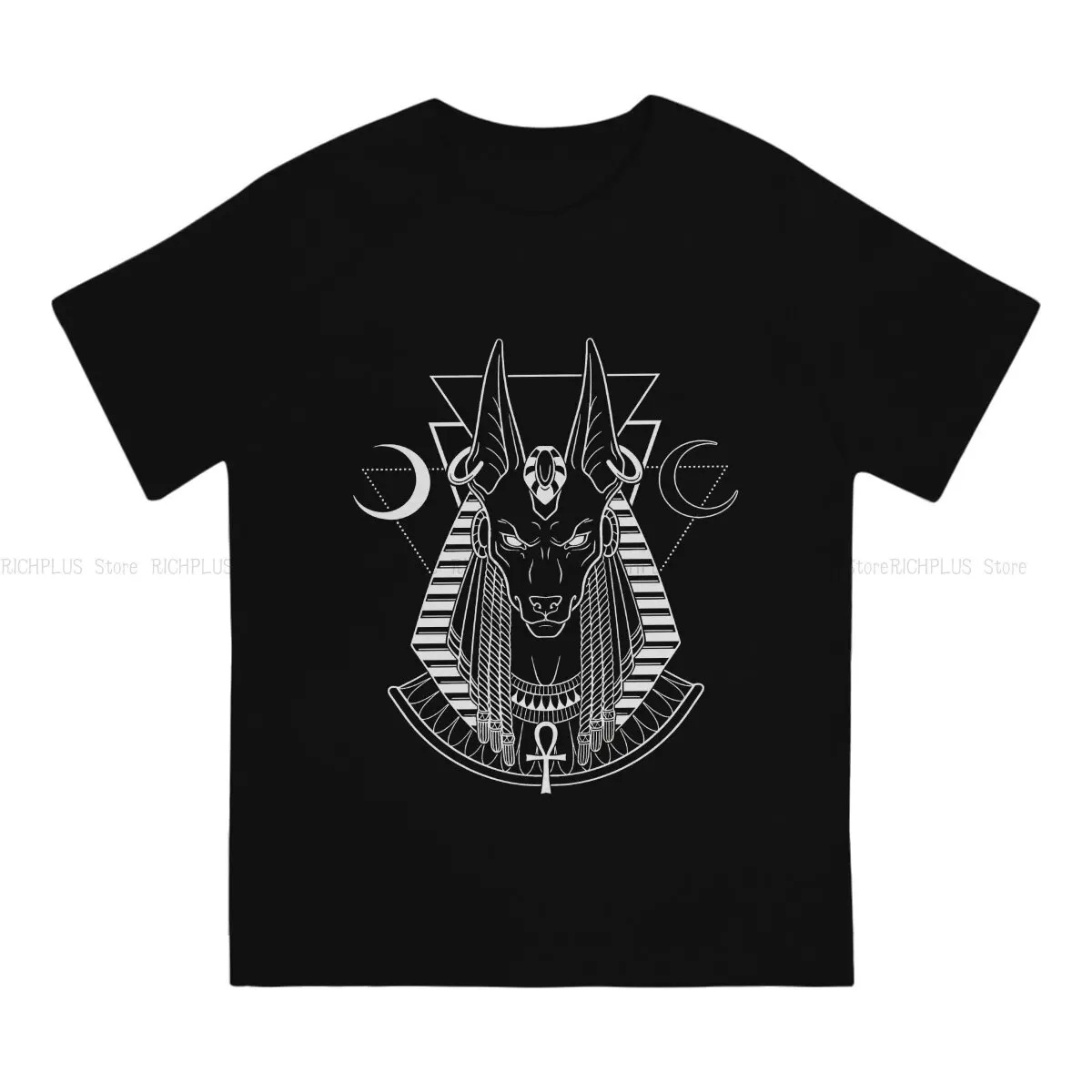 Man TShirt Black Moon Anubis Ancient Greek Individuality Polyester T Shirt Harajuku Sweatshirts New Trend