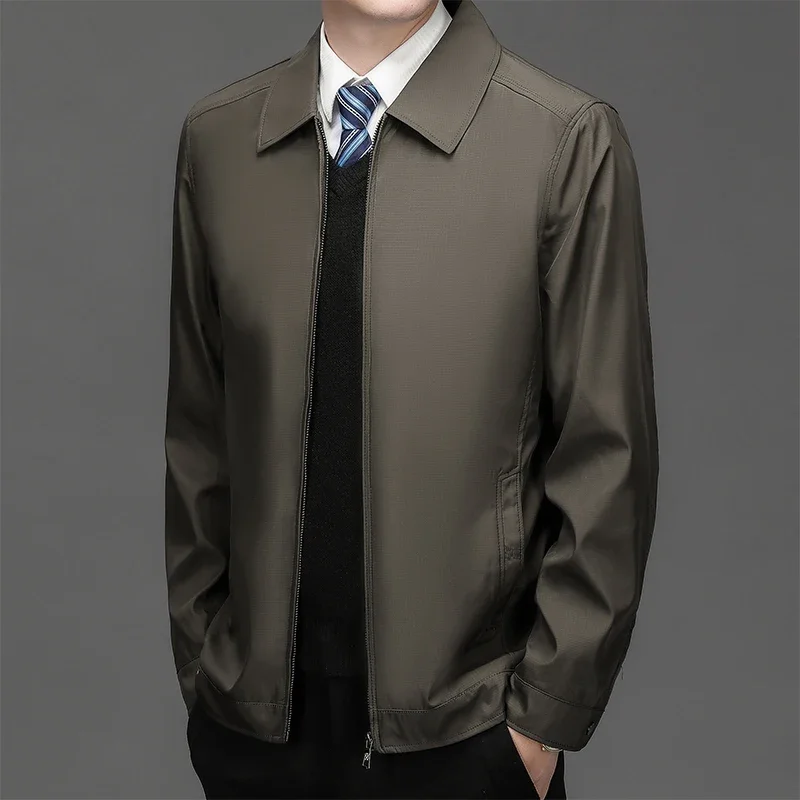 

Повседневная деловая куртка мужская однотонная осенняя теплая тонкая куртка с длинным рукавом ветрозащитная осенняя теплая повседневная куртка