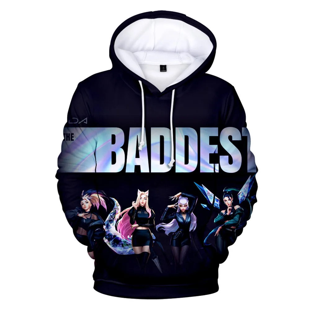 2023 Hot Game K/DA Group Kda The Baddest 3D Print Oversized Men Hoodie Pullovers Sweatshirts Ahri Akali Evelynn All Out Coats