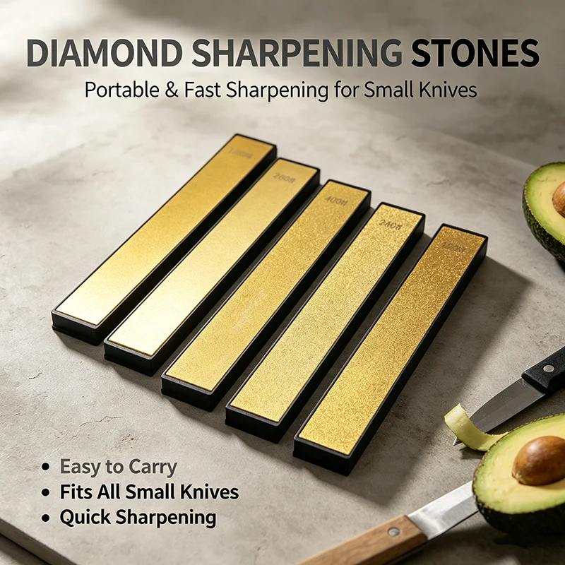 RUIXIN PRO Diamond Golden Sharpening Stones Professional Fixed Angle Knife Sharpener Whetstone Complete Kit With Base
