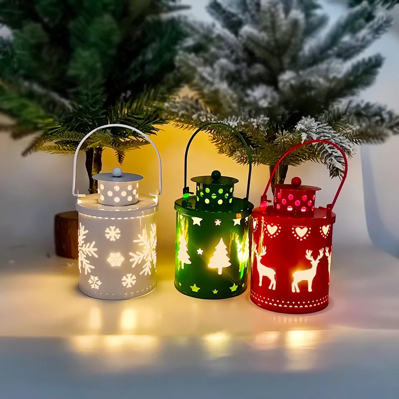 Luz de vela de Navidad, farol electrónico de estilo nórdico, adorno creativo para decoración de vacaciones, luz de linterna de mano