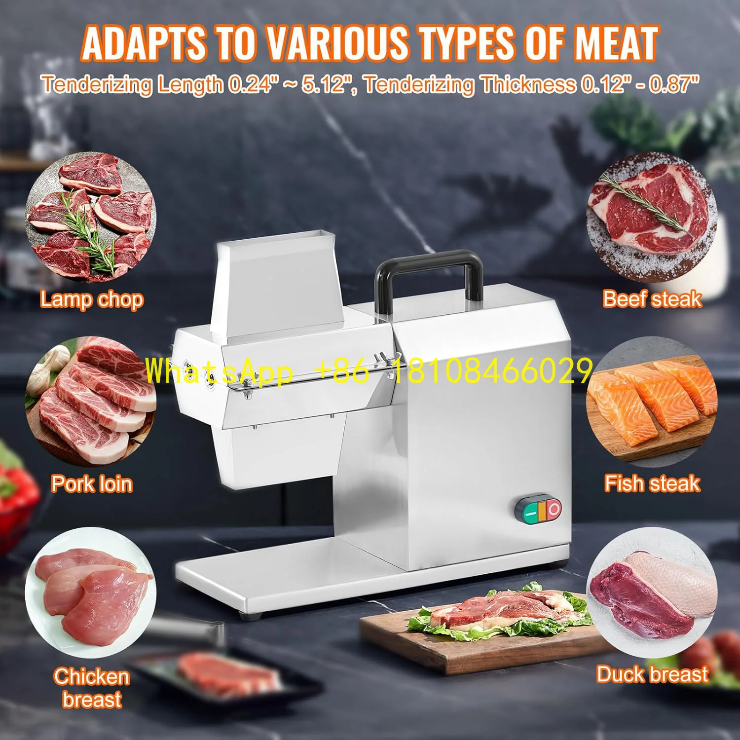 

Duty Stainless Steel Kitchen Tool with Handle, Meat Tong, and Cleaning Brush Commercial Meat Tenderizer, Heavy