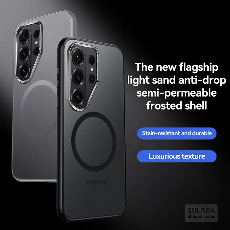 

Case for Samsung Galaxy S26 Ultra S26+ S25 Ultra S25+ Magnetic Semi Transparent Frosted Shockproof Hard Mobile Phone Case Cover