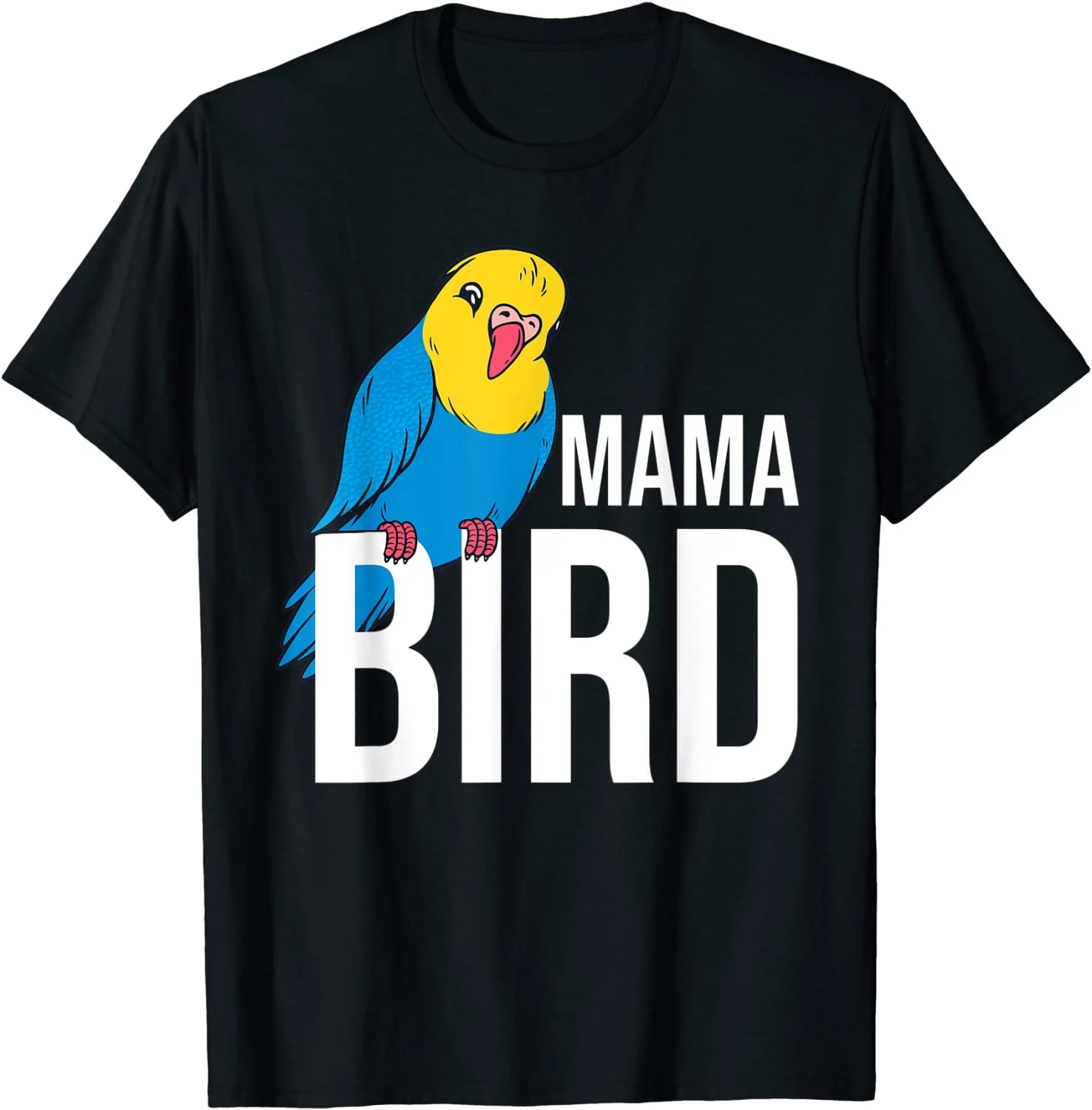 

Cartoon Mom Creative - Fan's Crew Neck T - Shirt with Parrot & Typography Design Elements & Style Identity for Follower