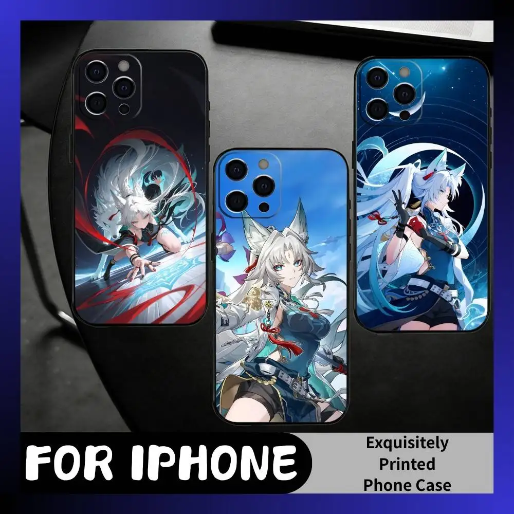 

General F-Fei-xiao Form S-Star-rail Phone Case For iPhone17,16,15,14,13,12 Plus,Max Soft Silicone Black Cover