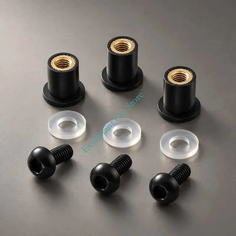 5mm Motorcycle Windshield Mounting Hardware, 10 Screws with Rubber Expansion for Routine Fairing and Windshield Maintenance