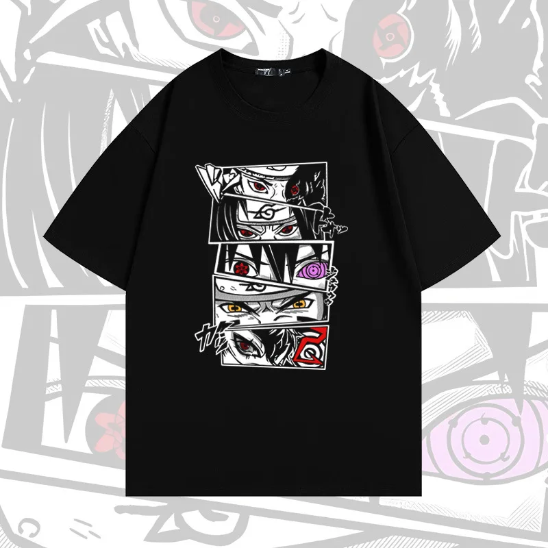 Camiseta de algodón 100% de Anime japonés Naruto, camisetas informales de calle de manga corta a la moda para adolescentes de verano para hombres