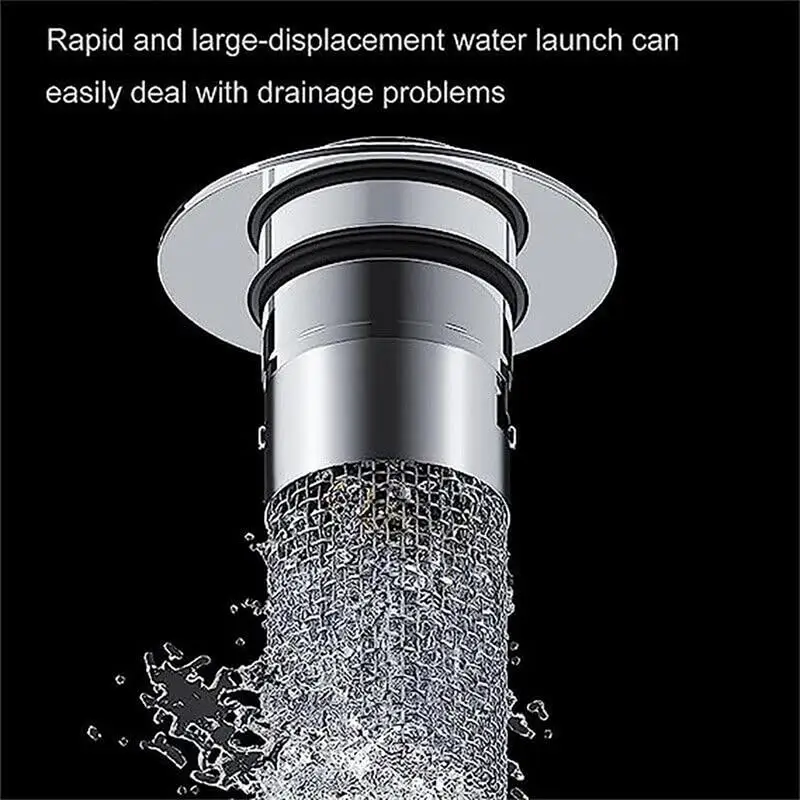 Pop Up Drain Strainer With Basket Universal Stainless Steel Basin Bounce Core Filter Hair Catcher Sink Bathtub Stopper Tool