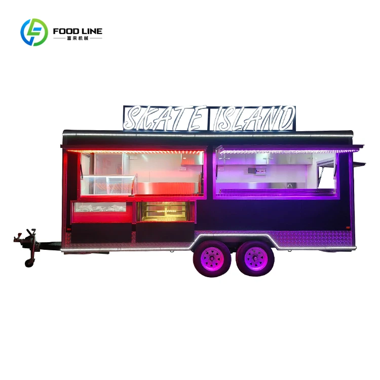 Camión de barra de remolque de comida móvil de alta calidad a la venta internacional para postres, alimentos rápidos con componente central de caja de cambios