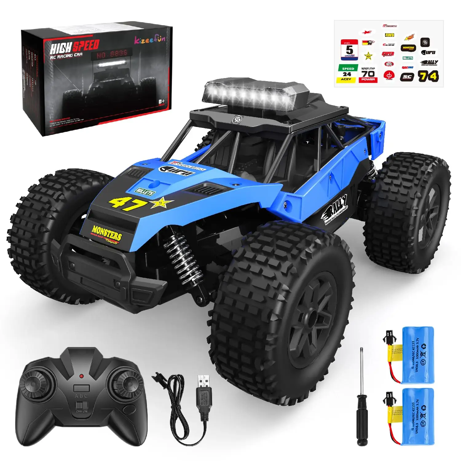 Remote Controlled Car, RC Car for Children with LED Lights, 20 km/h Remote Controlled Off-Road Buggy Remote Control Toy Car