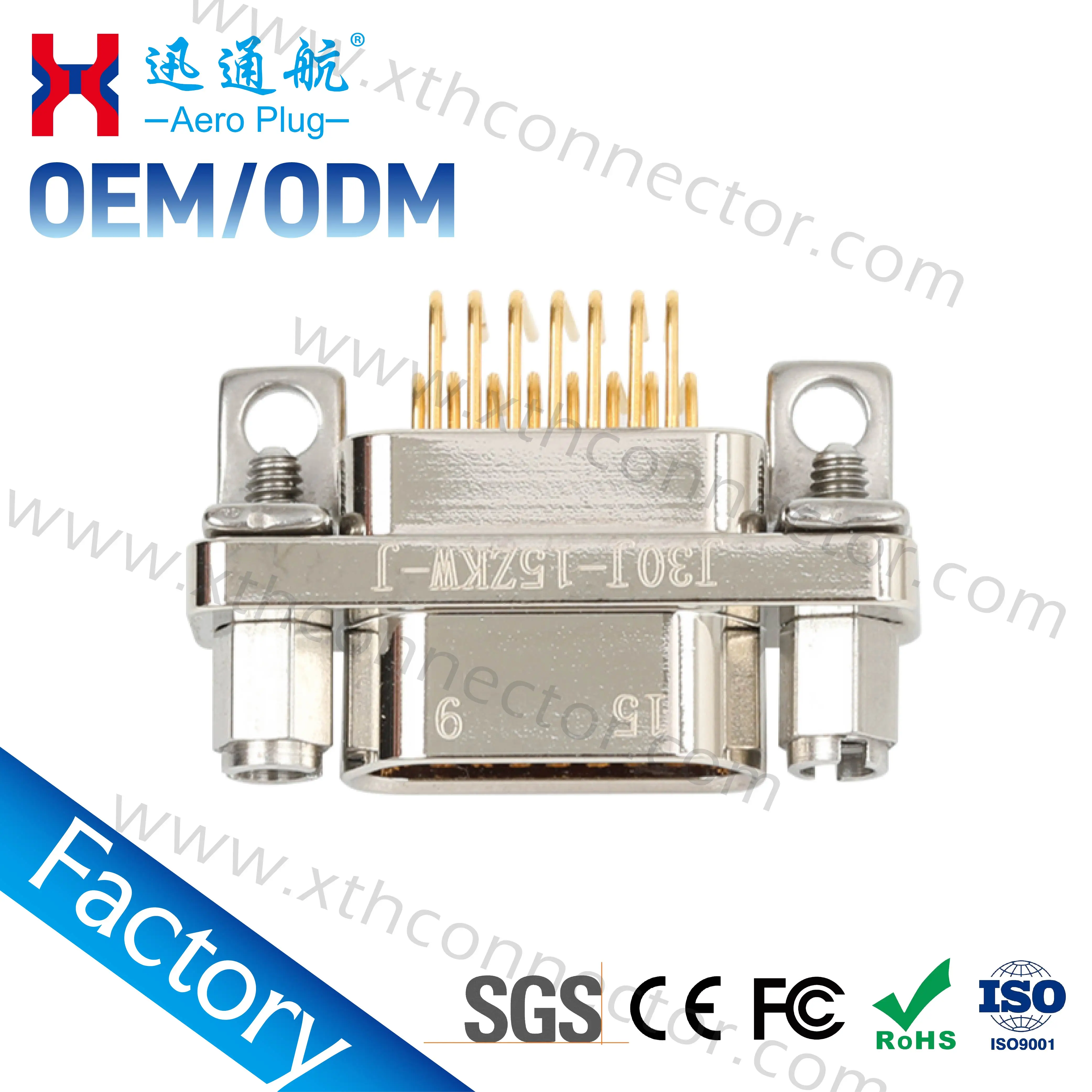 J30J Micro D-type Connector J30J-15TJW-J J30J15ZKW-J Aviation Male Female PCB Connector 90 ° Bend Insertion Circuit Board