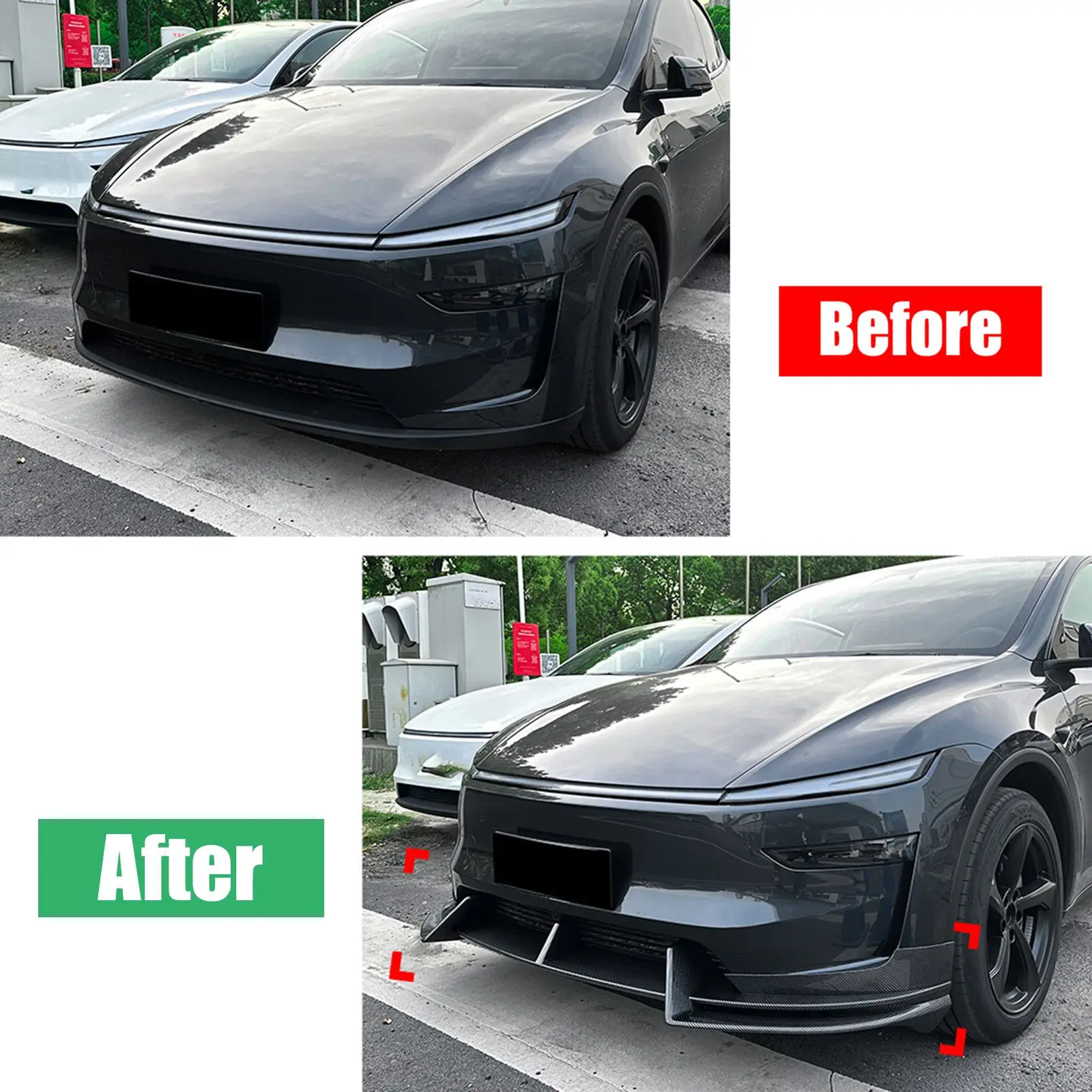 

For Tesla Model Y 2024 + Front Bumper Lower Lip Diffuser Spoiler Car Accessories Protective Trim Cover