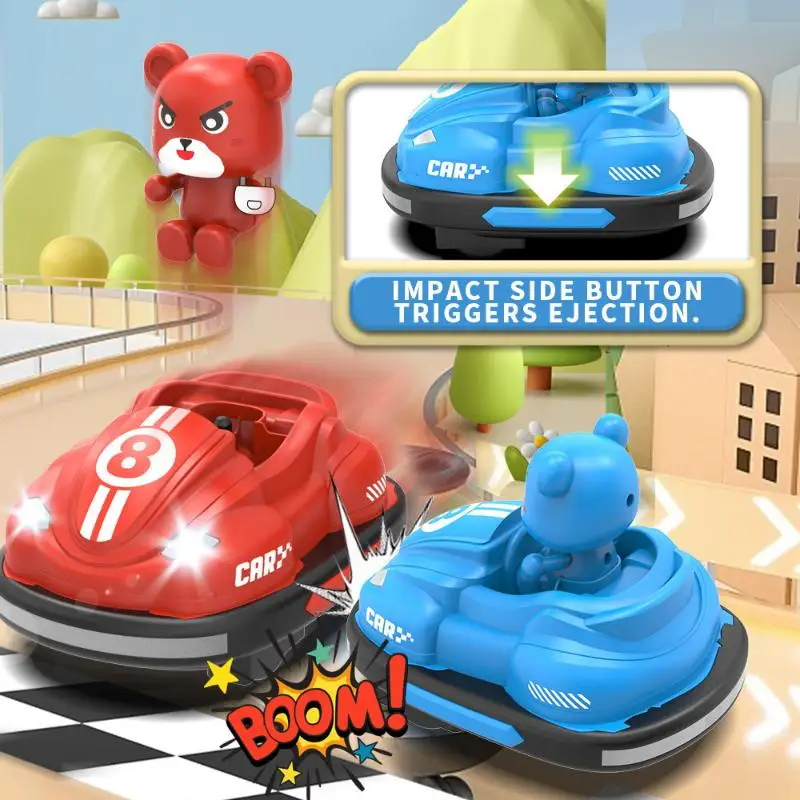 2.4G Bumper Battle RC Car with LED Music Ejecting Plush Toys Parent-Child Competitive Racing Game for Boys Kids Outdoor Toys