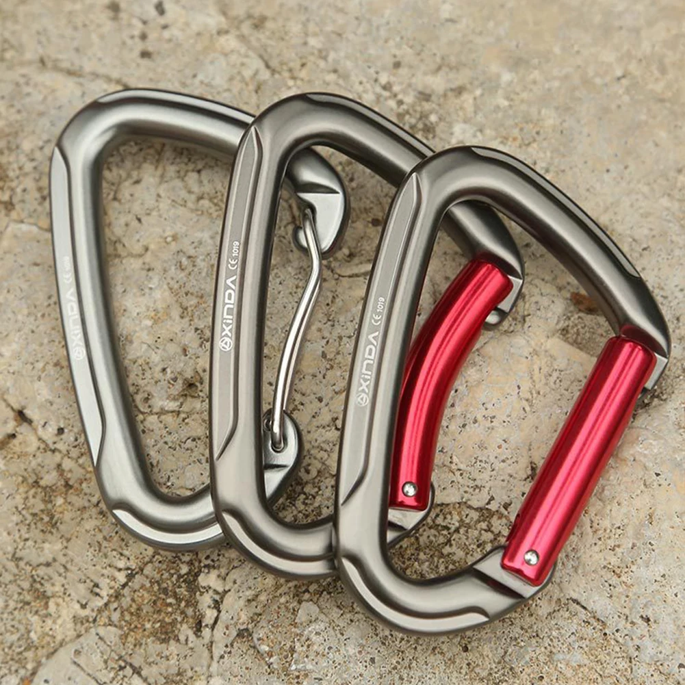 25KN Rock Climbing Carabiner Clip Aluminum Alloy Heavy Duty Carabiner Professional Spring-loaded Gate Buckle for Camping Hiking