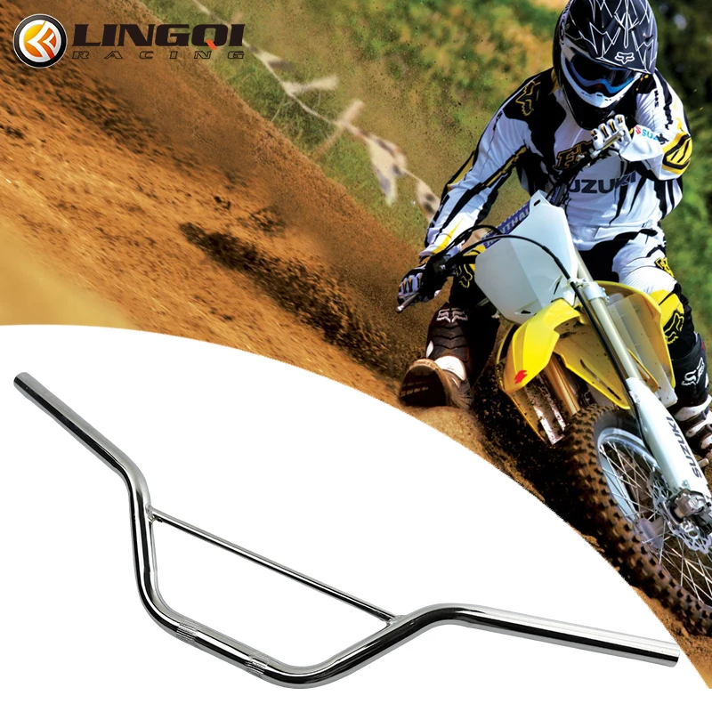 LINGQI RACING Aluminum Universal 22mm handle bar Tracker Reinforced Crossbar Motorcycle Iron Handlebar For Dirt Pit Bike