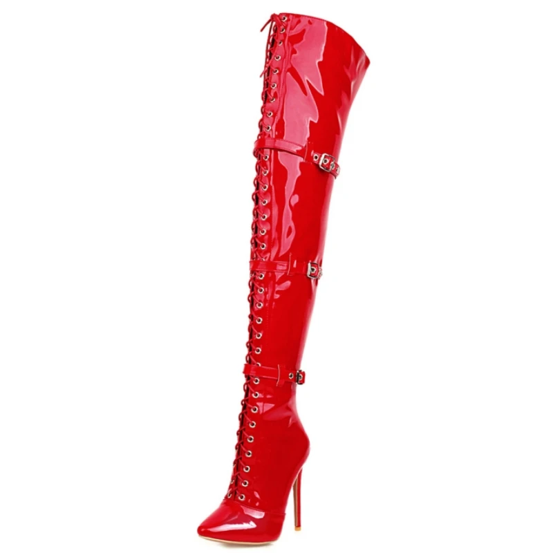 

Over the Knee High Thigh Boots Women Winter Sexy Black Red Heels Long Boots Nightclub Party Fetish Dance Shoes Ladies Large Size