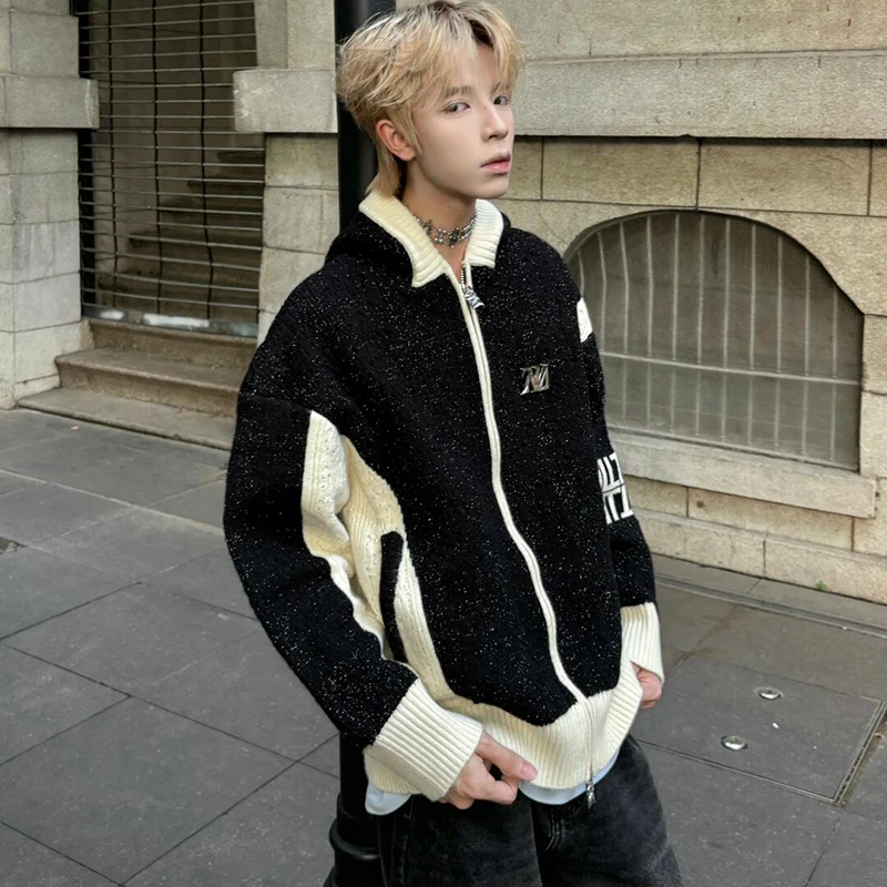 

Мужской вязаный кардиган Bla с капюшоном, осенне-зимний, американский стиль, плотный, премиум-класса, верхняя одежда Cleanfit