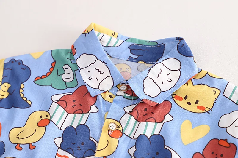 Camisa de manga larga con solapa de animales de dibujos animados para niños, pantalones vaqueros, conjuntos de ropa para bebés y niñas, primavera y otoño, novedad de 2023