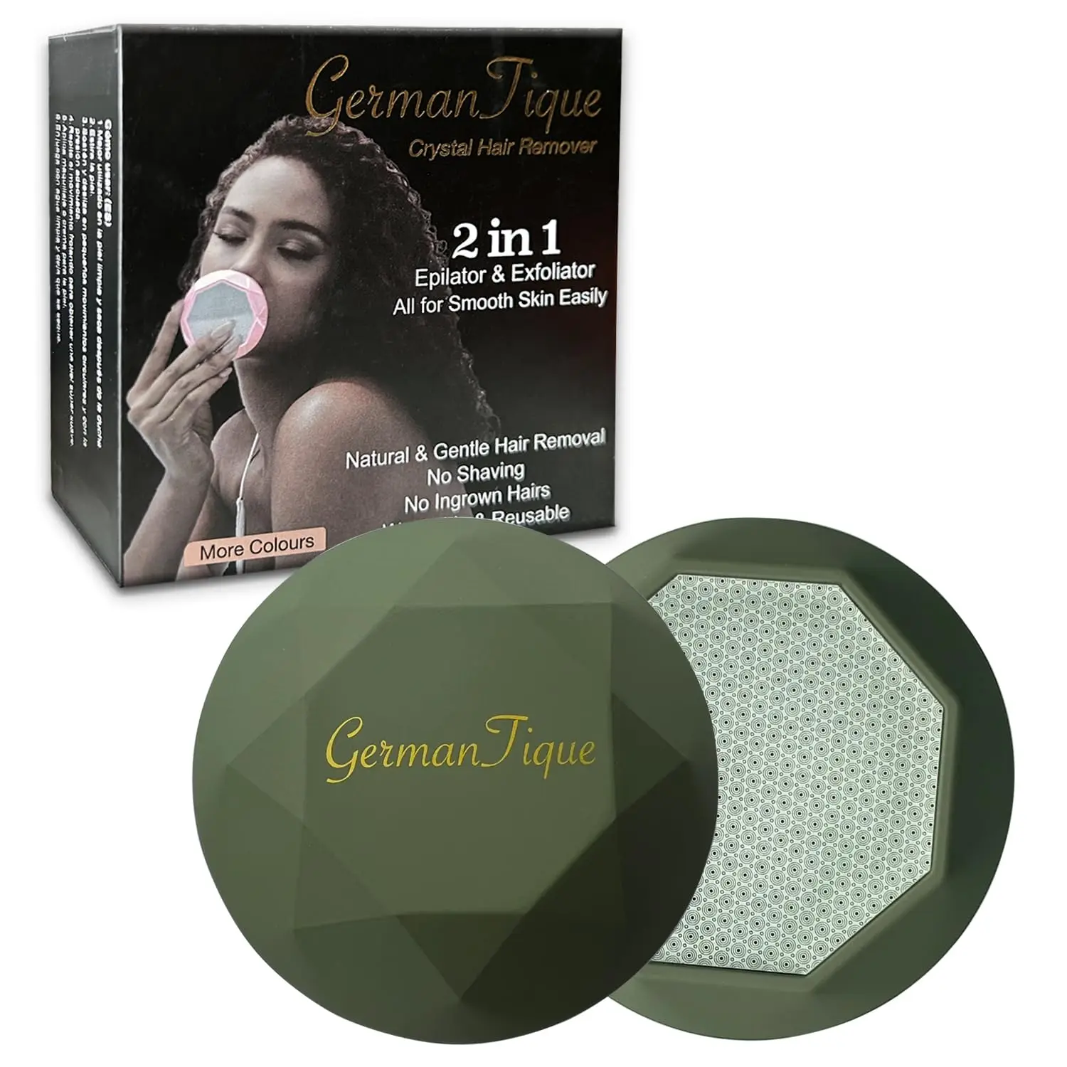 

Crystal Hair Eraser, Upgraded Diamond Nano Glass Hair Remover, Painless Skin Exfoliation Stone for Men and Women (Olive Green)