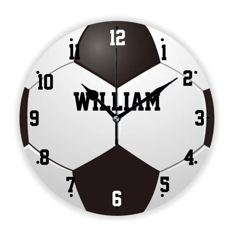 Football Field Soccer Ball Design Personalised Wall Clock for Living Room Custom Name Football Big Wall Watch Clock Sport Decor